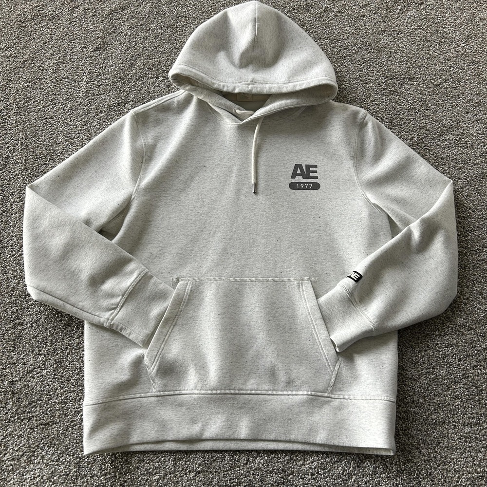 American Eagle Outfitters Hoodie Mens M Gray Fleece AE 1977 Logo Sweatshirt